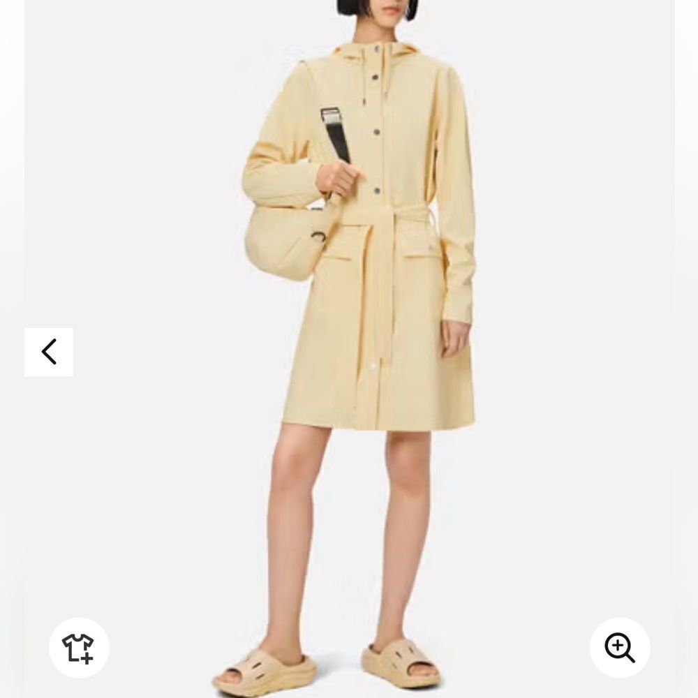 Rains Curve Matte Shell Long Jacket NWT yellow